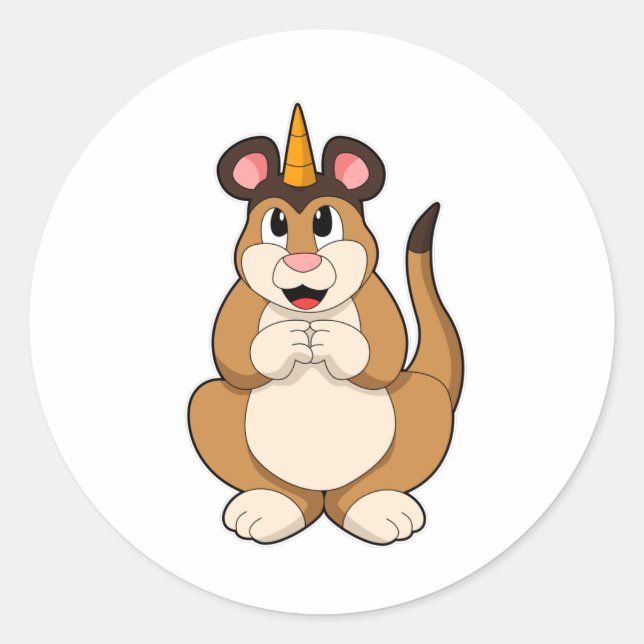 Sticker Rond Meerkat avec corne (Devant)