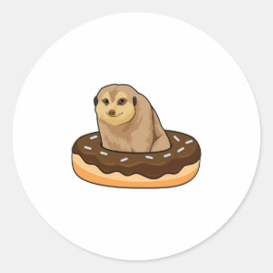 Sticker Rond Meerkat avec Donut