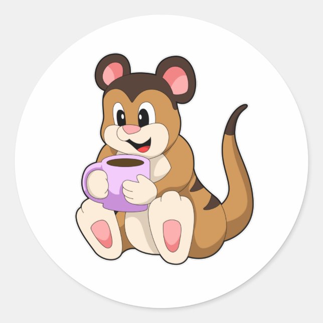Sticker Rond Meerkat avec la coupe du café (Devant)