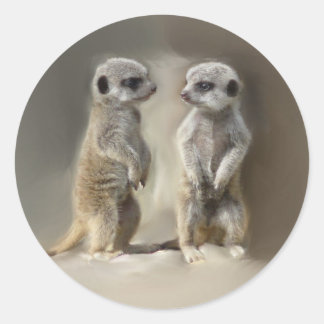 Sticker Rond Meerkat bébé jumeaux