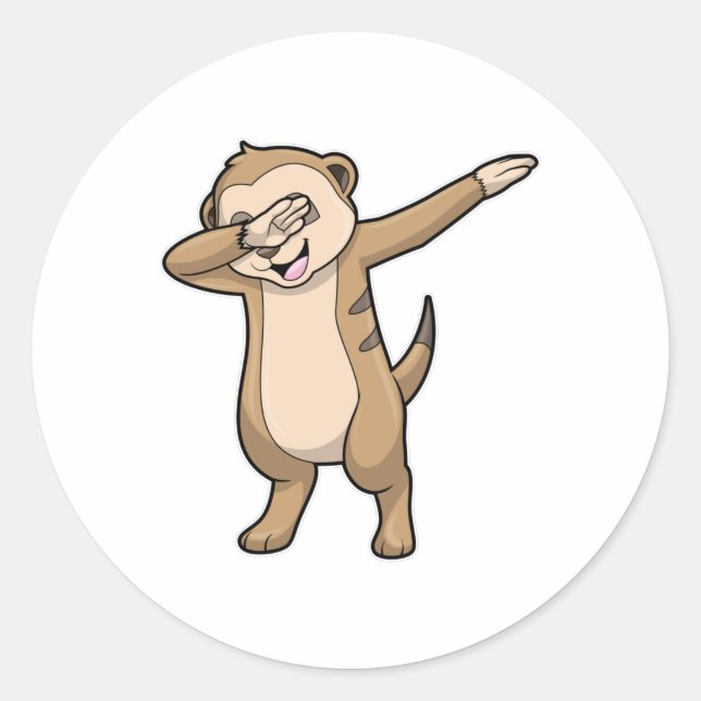 Sticker Rond Meerkat comme Dance Hip hop Dab (Devant)