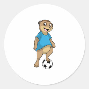 Sticker Rond Meerkat comme joueur de football avec Soccer