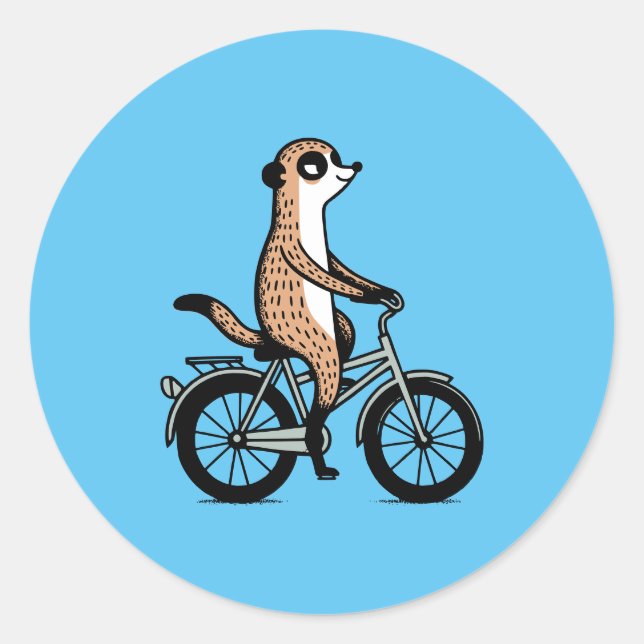 Sticker Rond Meerkat en vélo (Devant)