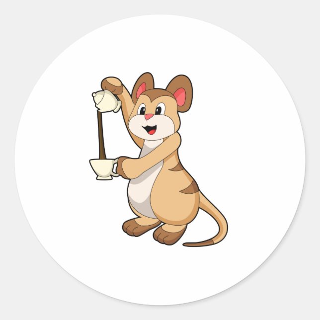 Sticker Rond Meerkat with coffee pot & coffee.PNG (Devant)