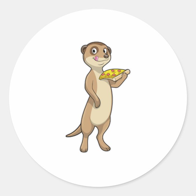 Sticker Rond Meerkat with pizza (Devant)