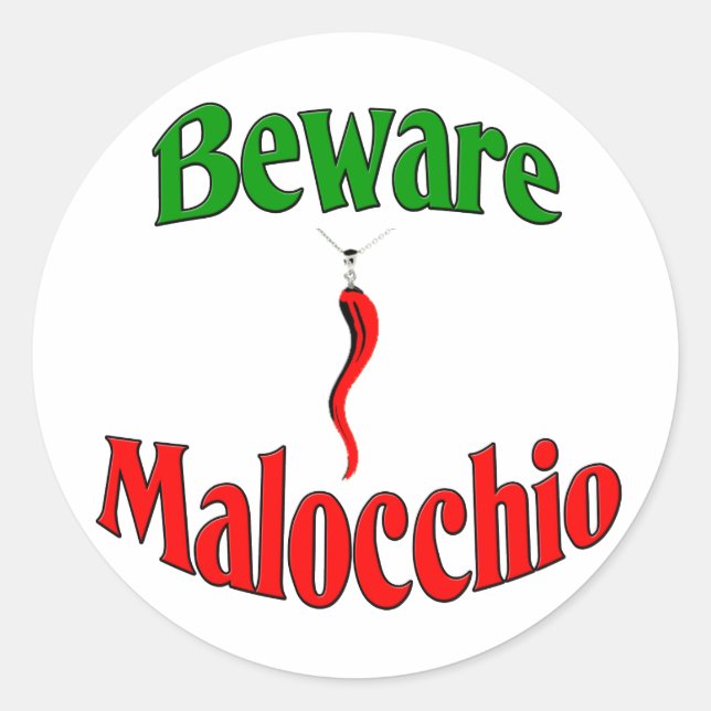 Sticker Rond Méfiez-Vous Du Malocchio (Oeil Mal) (Devant)