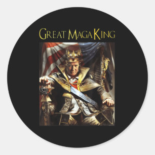 Sticker Rond Mega King USA Flag Fier Ultra Maga Trump