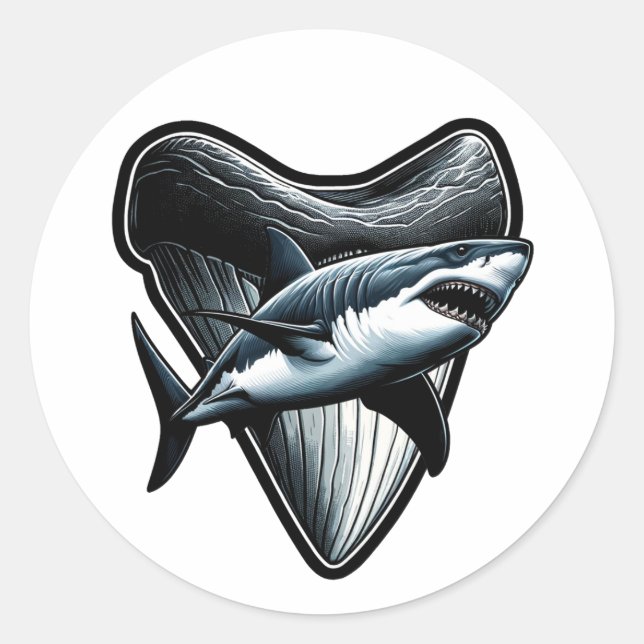 Sticker Rond Megalodon Tooth (Devant)