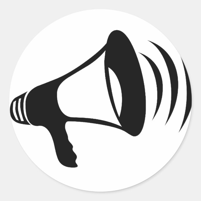 Sticker Rond Mégaphone noir (Devant)