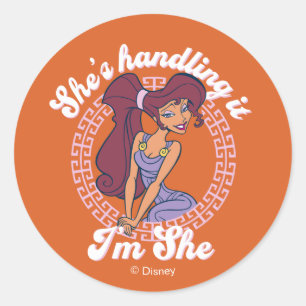 Sticker Rond Megara - Elle s'en occupe, je suis elle Classique