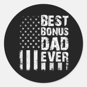 Sticker Rond Meilleur Bonus Papa jamais drapeau américain