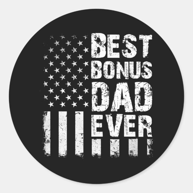 Sticker Rond Meilleur Bonus Papa jamais drapeau américain (Devant)