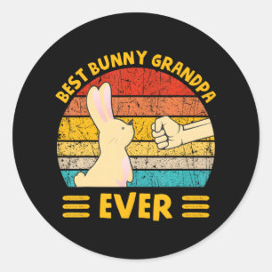 Sticker Rond Meilleur Bunny Grand-père Jamais mignon Lapin Fami