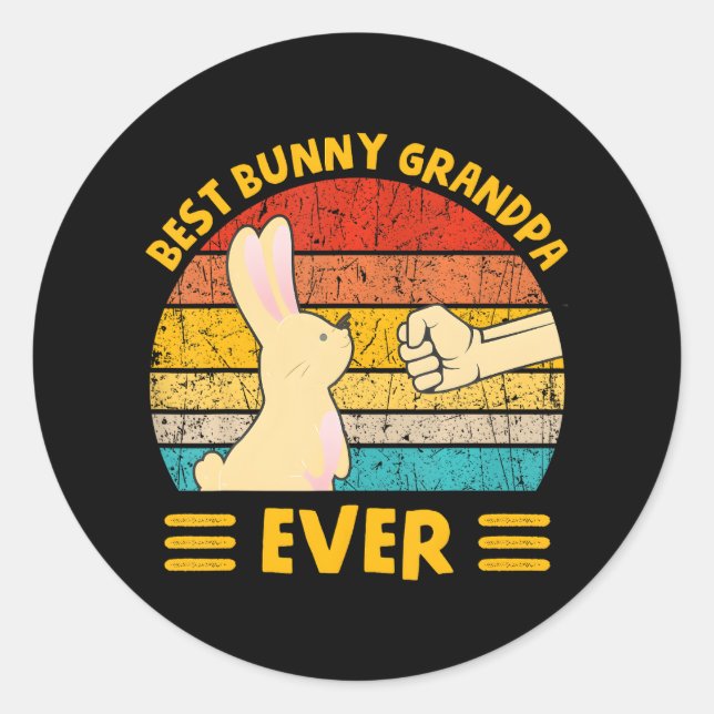Sticker Rond Meilleur Bunny Grand-père Jamais mignon Lapin Fami (Devant)