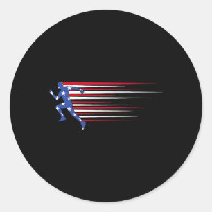 Sticker Rond Meilleur cadeau équipe Usa drapeau américain Athlé