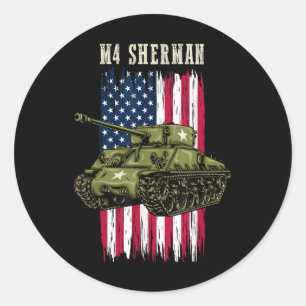 Sticker Rond Meilleur Char 2ème guerre mondiale M4 Sherman Un C