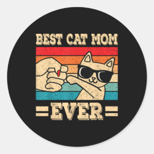 Sticker Rond Meilleur Chat Maman Jamais Drôle Chat Retro Vintag