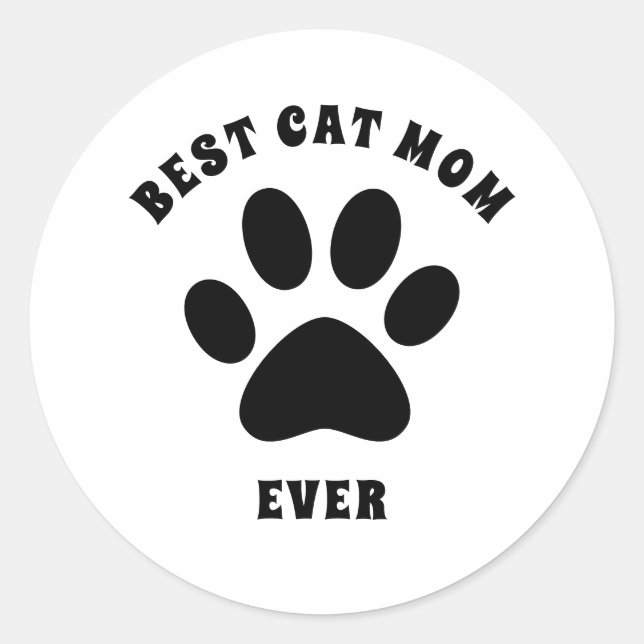 Sticker Rond Meilleur Chat Maman Jour Texte Personnalisé (Devant)