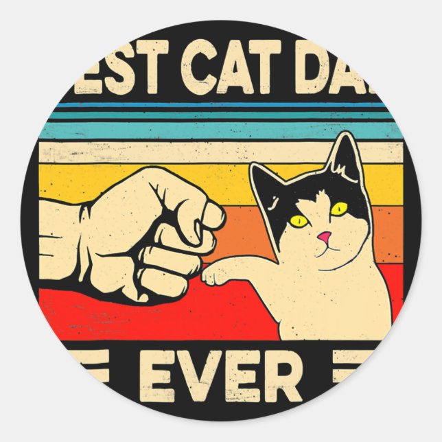 Sticker Rond Meilleur Chat Papa Jamais Drôle Chat Papa Père Pèr (Devant)
