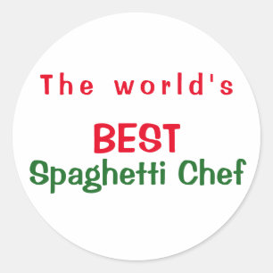 Sticker Rond Meilleur chef    de spaghetti du monde : vert blan