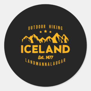 Sticker Rond Meilleur Cool Islande Islande Randonnée Landmannal