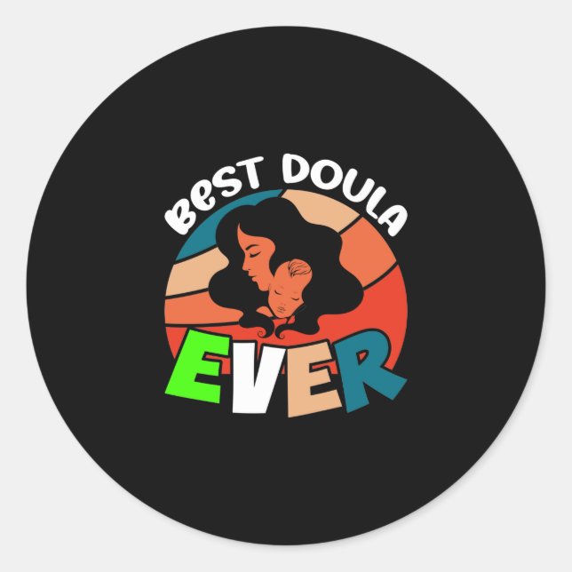 Sticker Rond Meilleur Doula jamais (Devant)