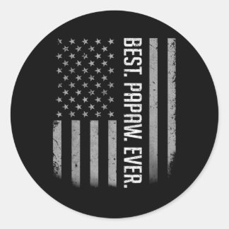 Sticker Rond Meilleur Drapeau américain Papaw jamais cadeau pou