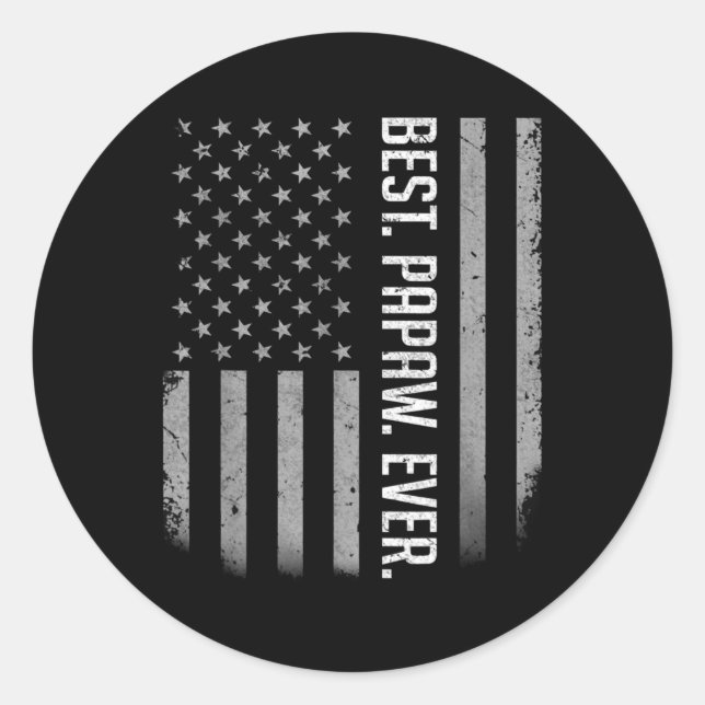 Sticker Rond Meilleur Drapeau américain Papaw jamais cadeau pou (Devant)