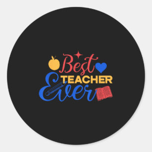 Sticker Rond Meilleur Enseignant Jour Mange Retour À L'École Po