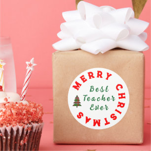 Sticker Rond Meilleur Enseignant Toujours Noël Merci Cadeau