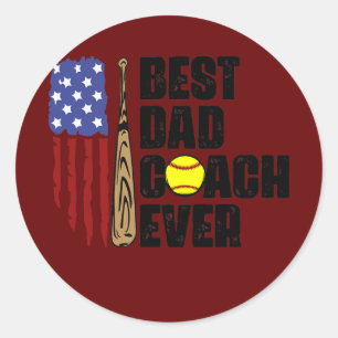 Sticker Rond Meilleur entraîneur de papa jamais amusant Basebal