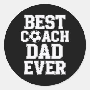 Sticker Rond Meilleur Entraîneur Papa Jamais Joueurs de Footbal
