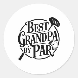 Sticker Rond Meilleur Grand-Père Par Par Fête des pères Golf Lo