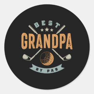Sticker Rond Meilleur Grand-Père Par Par Golf Grand-Père Golf