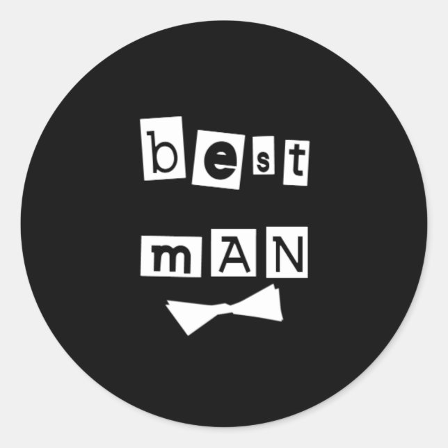 Sticker Rond Meilleur homme blanc sur noir (Devant)