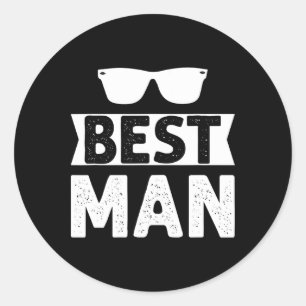 Sticker Rond Meilleur homme Mariage Groomsmen Funny Bride Bache