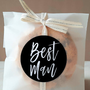 Sticker Rond Meilleur homme   Style de script Mariage noir