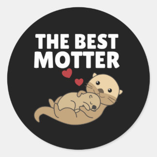 Sticker Rond Meilleur Jeu Motter Otter Pour Mama Sweet Animaux