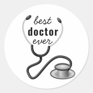 Sticker Rond Meilleur médecin Ever Stethoscope Médecin
