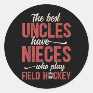 Sticker Rond Meilleur oncle de hockey sur gazon d'un joueur de