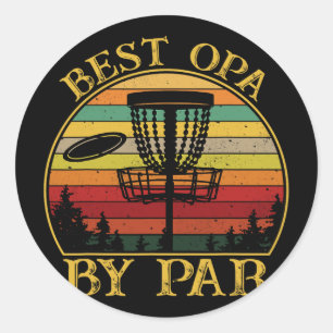 Sticker Rond Meilleur Opa Par Funny Disc Golfing Grand-père