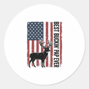 Sticker Rond Meilleur Pap à Bucker de tous les temps Drapeau de