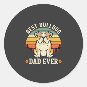 Sticker Rond Meilleur papa bouledogue de tous les temps vecteur