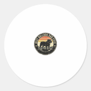 Sticker Rond Meilleur Papa Bouledogue Ever Vintage Vêtement Amo