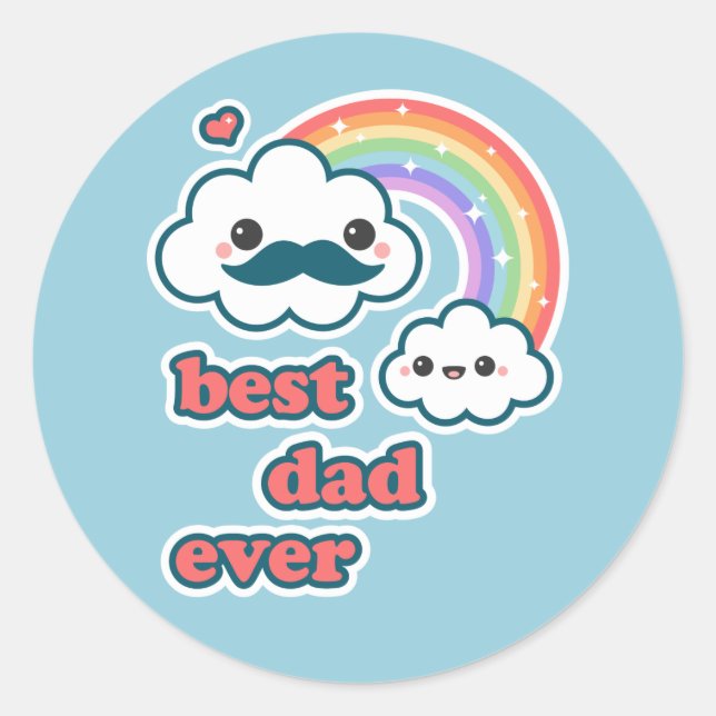 Sticker Rond Meilleur Papa Cloud (Devant)