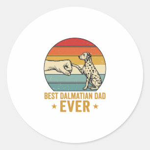 Sticker Rond Meilleur papa dalmatien vintage T-shirt coup de po