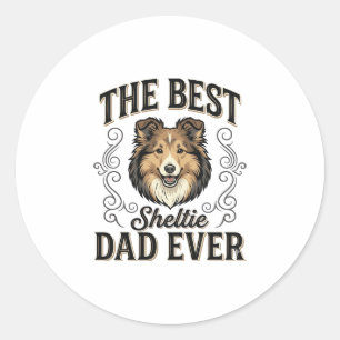 Sticker Rond Meilleur papa de Sheltie vintage conception de ama