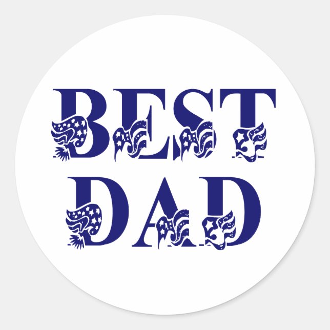 Sticker Rond Meilleur papa, Drapeau bleu Texte (Devant)