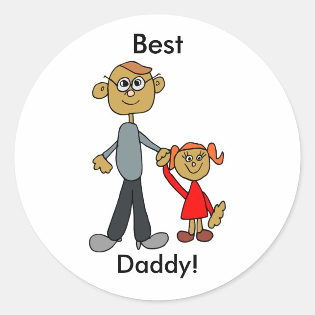 Sticker Rond Meilleur papa Fête des pères Père fille dessin (Devant)
