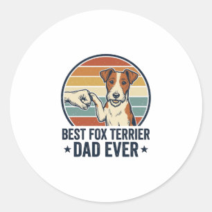 Sticker Rond Meilleur Papa Fox Terrier Vintage T-Shirt pour Amo